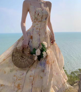 Robe longue en coton à franges superposées « Watch The Stars »